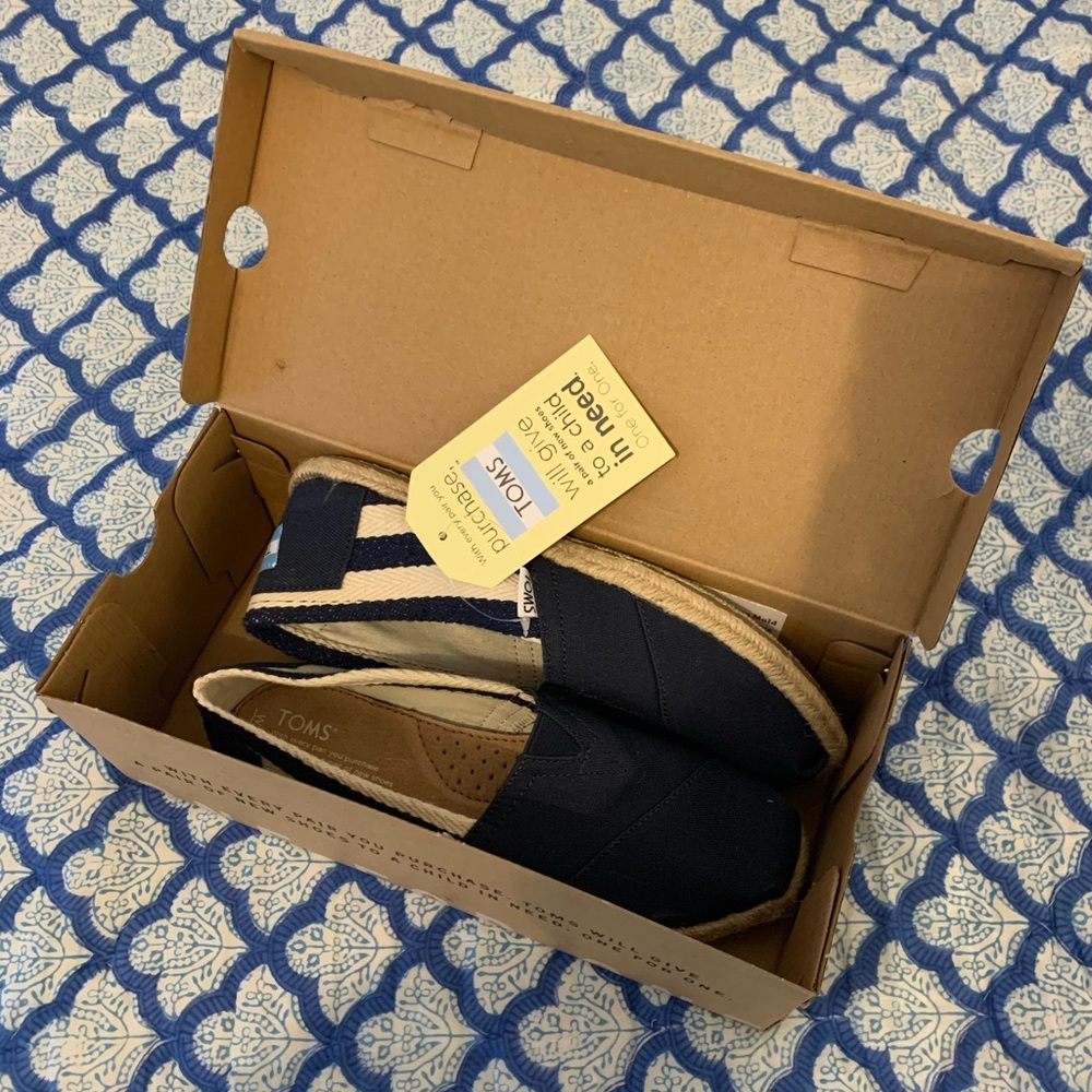 Toms Striped Navy and White Espadrilles